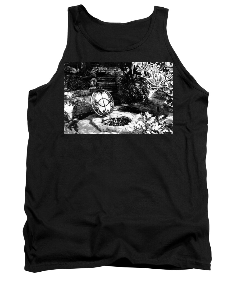 Black And White Tank Top featuring the photograph Chalice Well Head by Ginger Repke