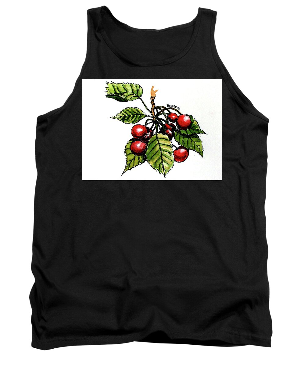 Fruit Tank Top featuring the painting Cherries by Terry Banderas