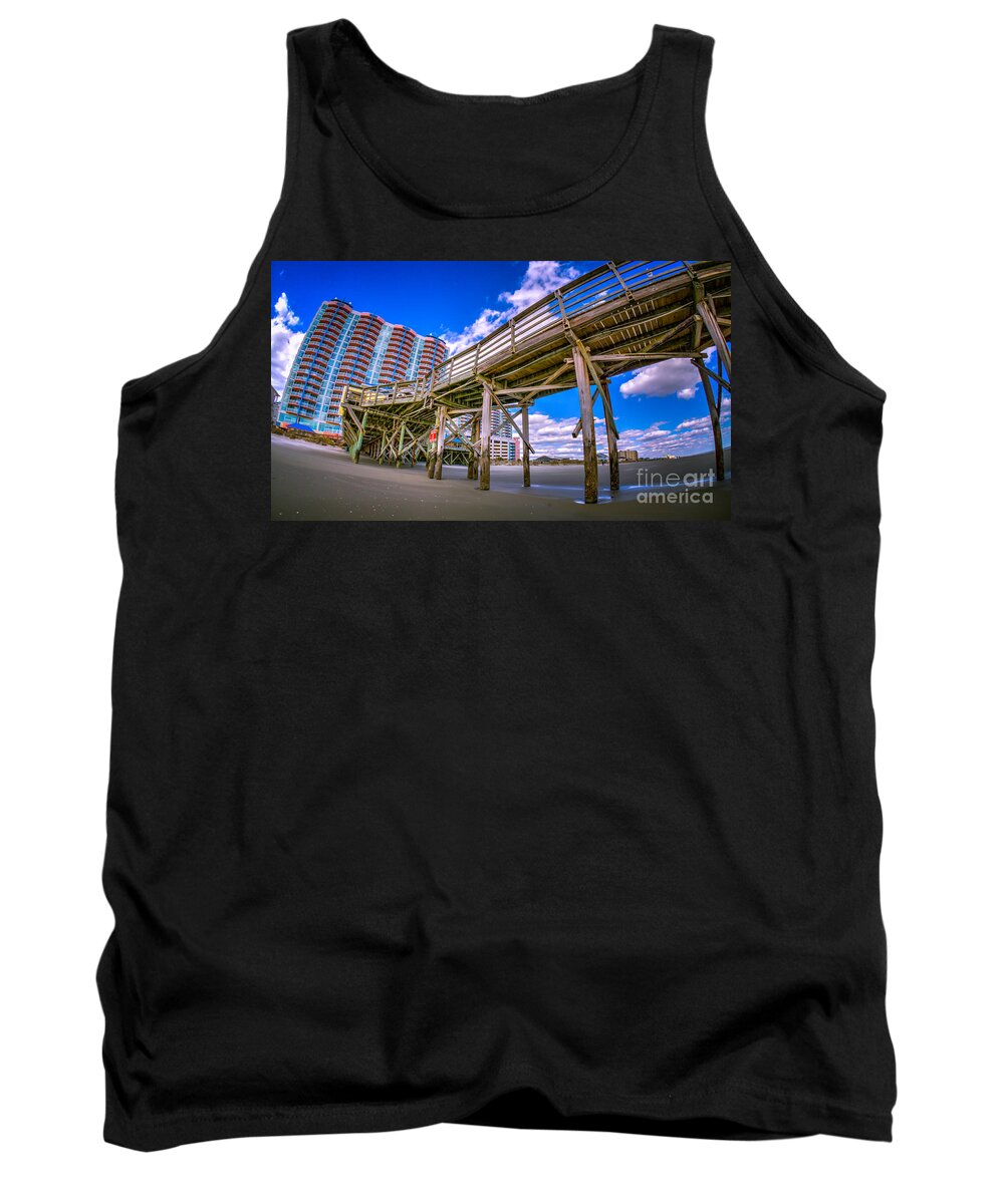 Cherry Grove Tank Top featuring the photograph Cherry Grove Pier and Resort by David Smith