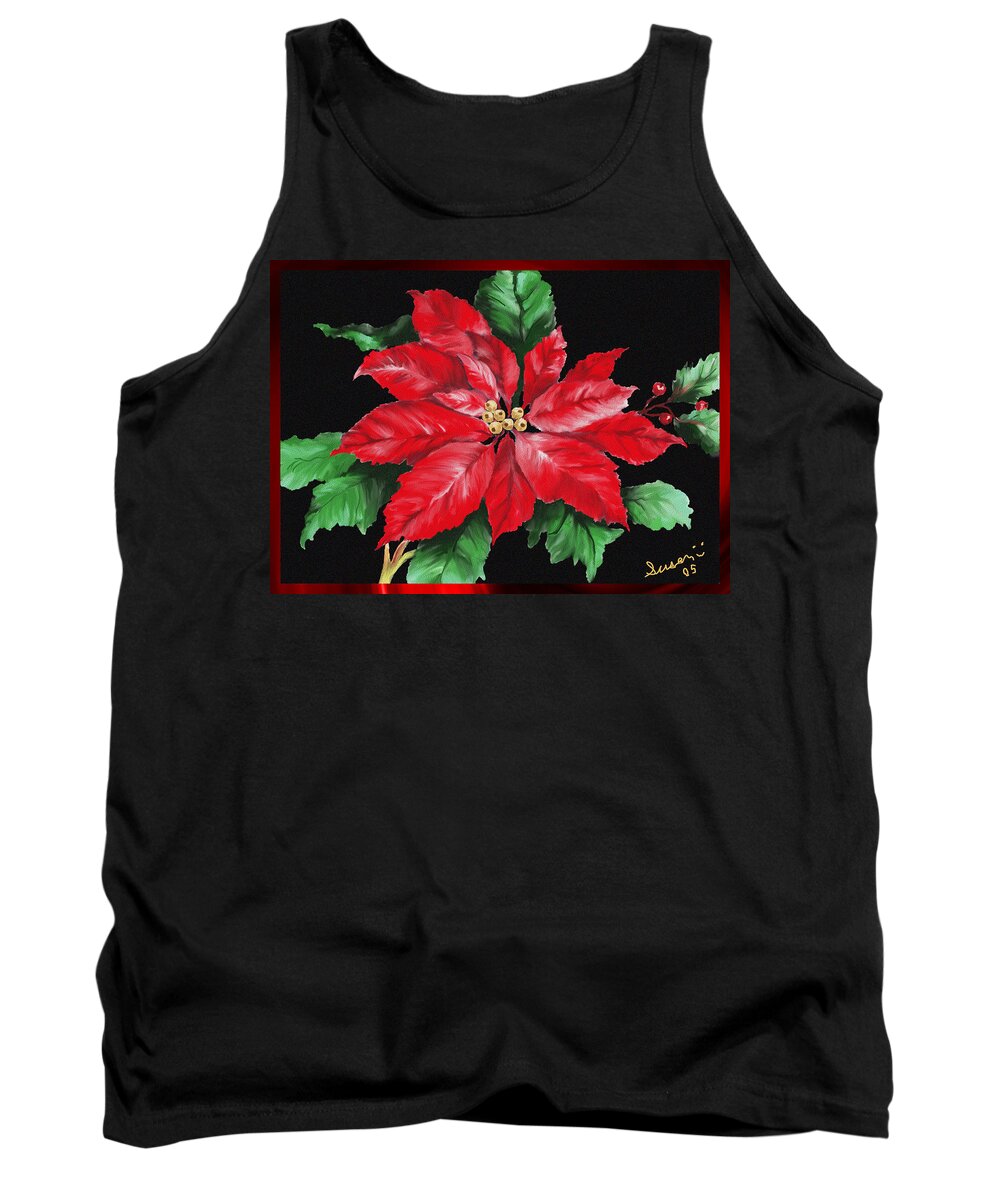 Christmas Tank Top featuring the painting CHristmas Poinsettia by Susan Kinney