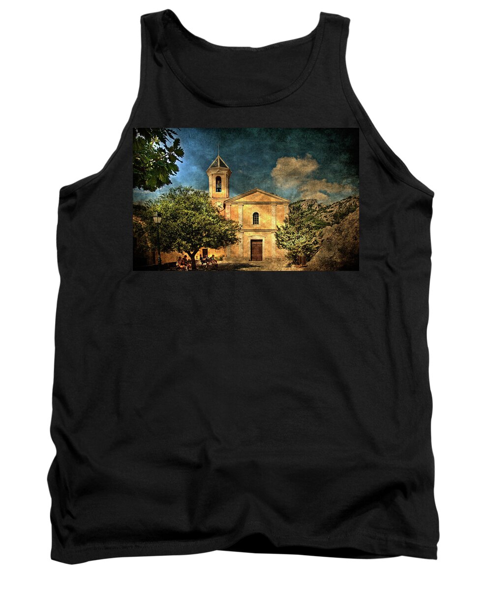 Architecture Tank Top featuring the photograph Church in Peillon by Roberto Pagani