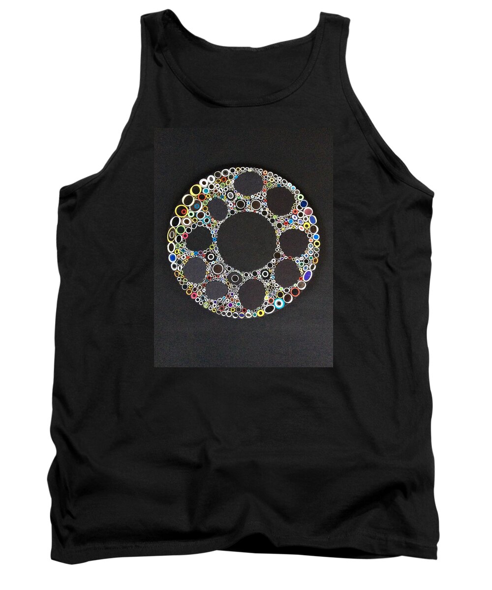 Circle Tank Top featuring the mixed media Circular Convergence of Mutated Molecules by Douglas Fromm