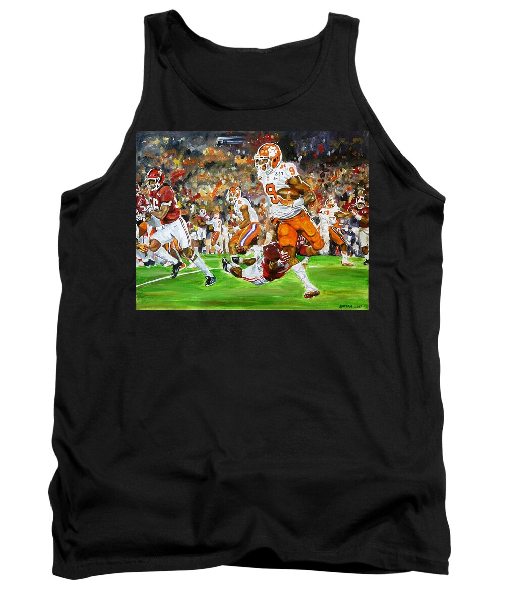 Football Tank Top featuring the painting Clemson Vs Alabama by Bryan Bustard
