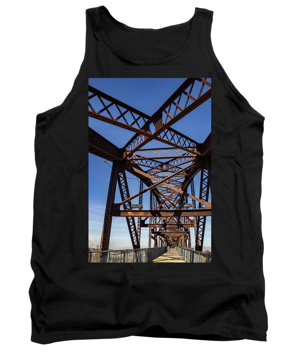 Across Tank Top featuring the photograph Clinton Presidential Park Bridge by Roslyn Wilkins