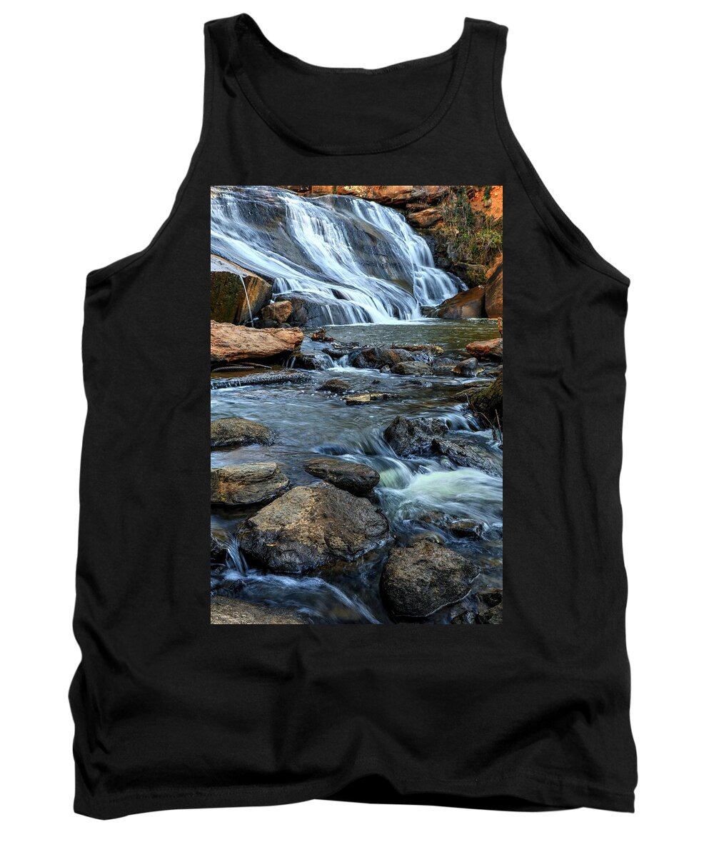 Falls Park On The Reedy River Tank Top featuring the photograph Close Up Of Reedy Falls in South Carolina by Carol Montoya