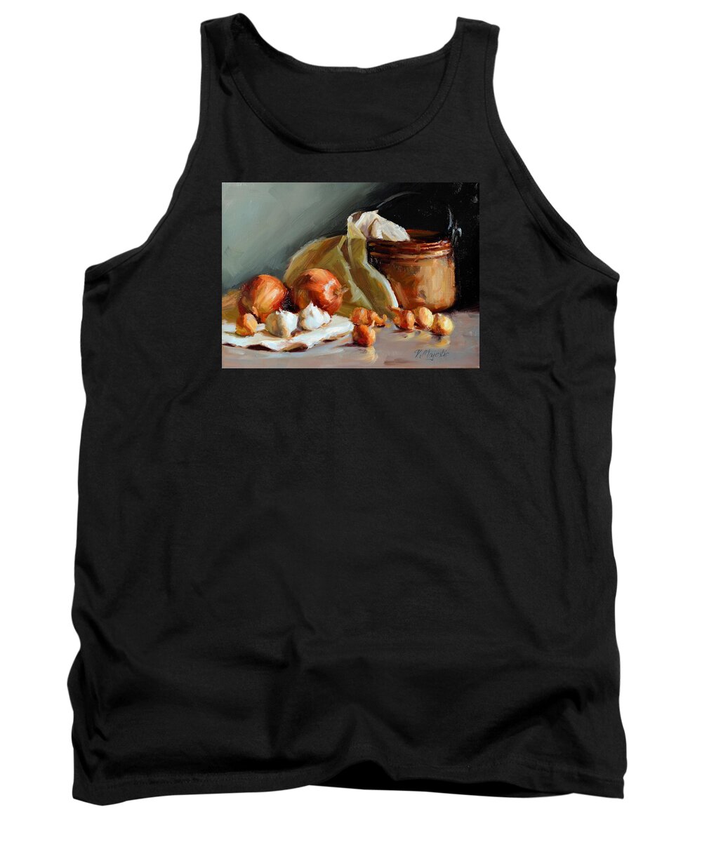 Onions Tank Top featuring the painting Copper Vessel and Onions by Viktoria K Majestic