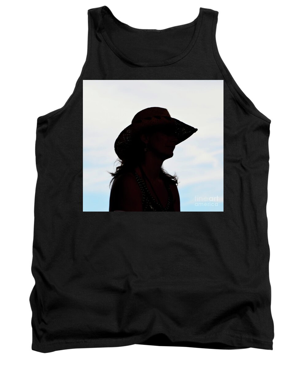 Silhouette Tank Top featuring the photograph Cowgirl in the Sky by Cindy Schneider