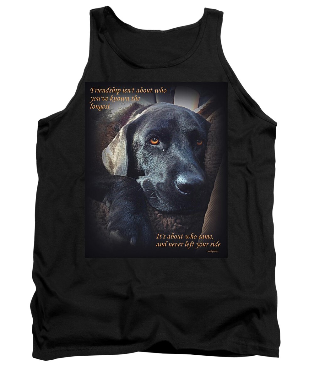 Black Lab Tank Top featuring the photograph Custom Paw Print Midnight by Sue Long