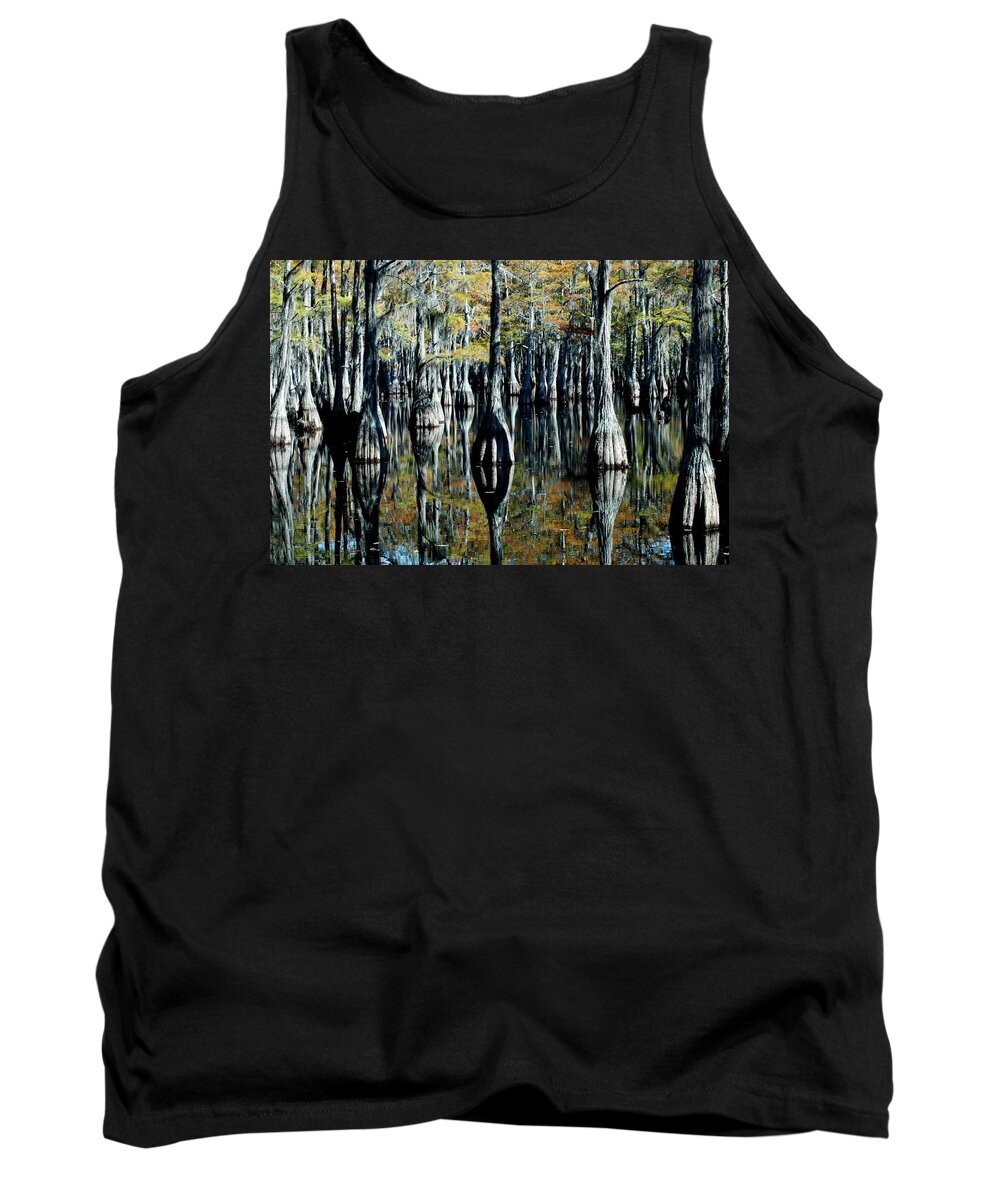 Tree Tank Top featuring the photograph Cypress Reflections by David Weeks