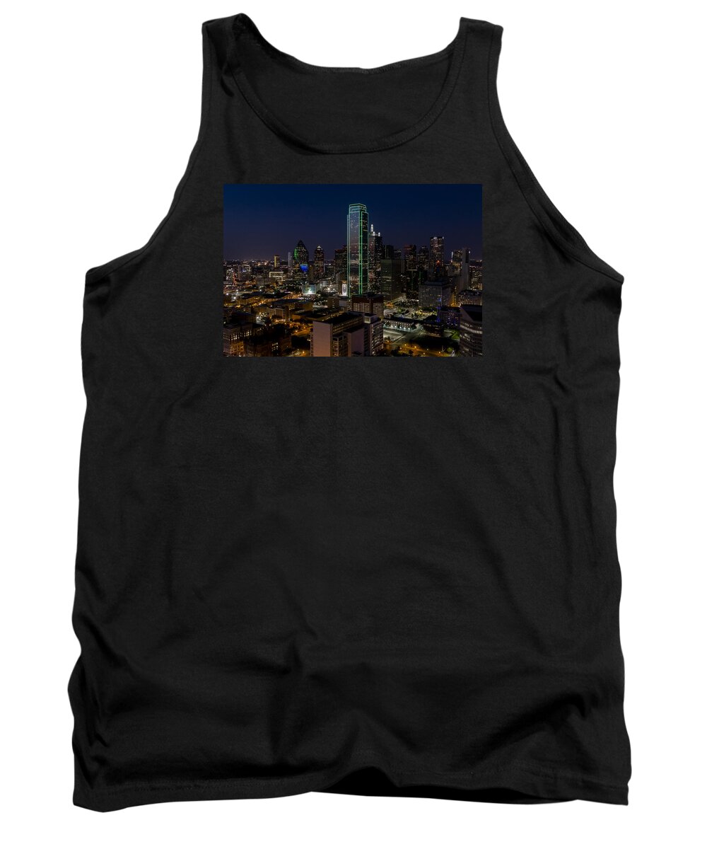 Dallas Tank Top featuring the photograph Dallas Skyline Evening glow by Andy Myatt