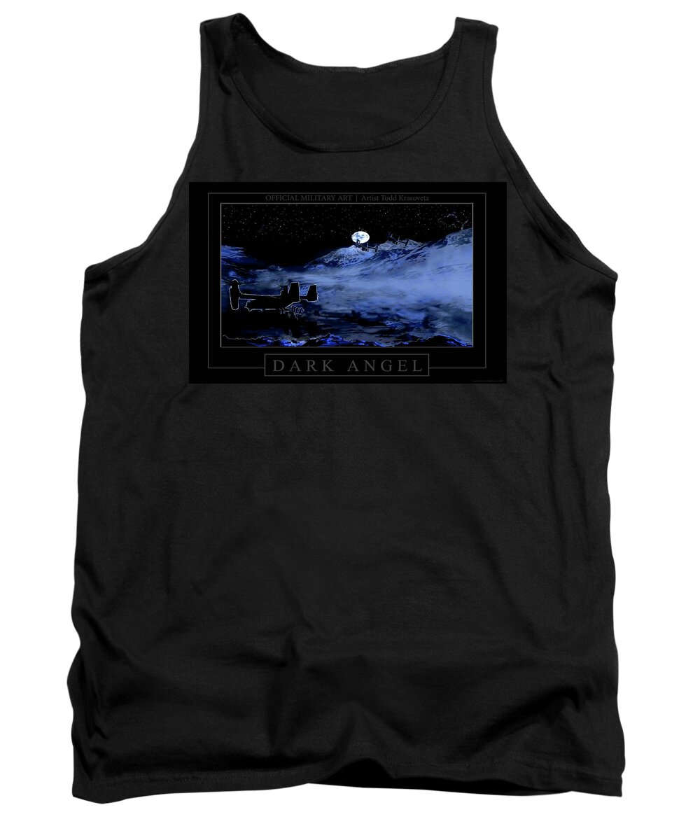 Military Art Tank Top featuring the drawing Dark Angel by Todd Krasovetz