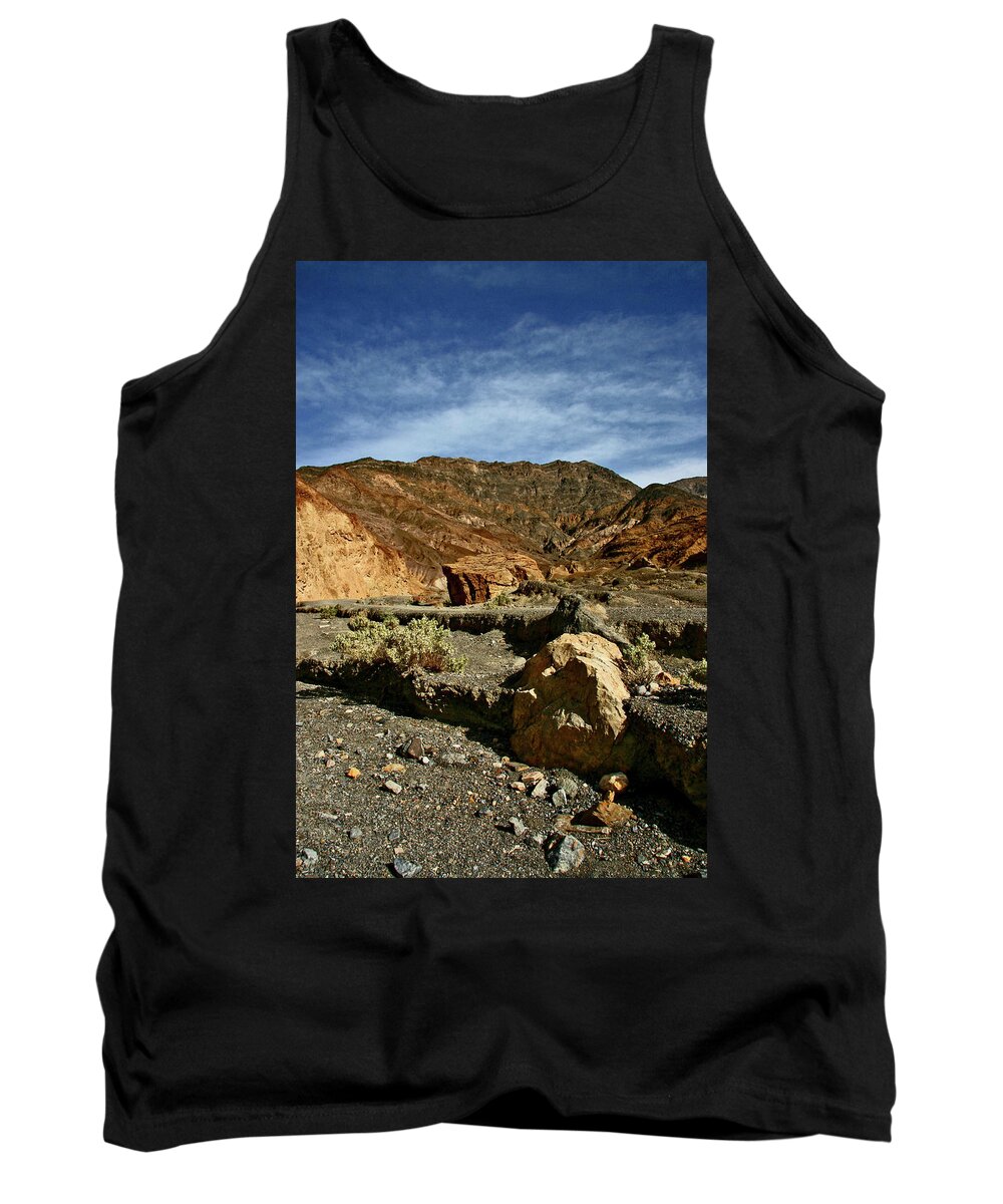 Death Valley Tank Top featuring the photograph Death Valley Boulder by Chris Brannen
