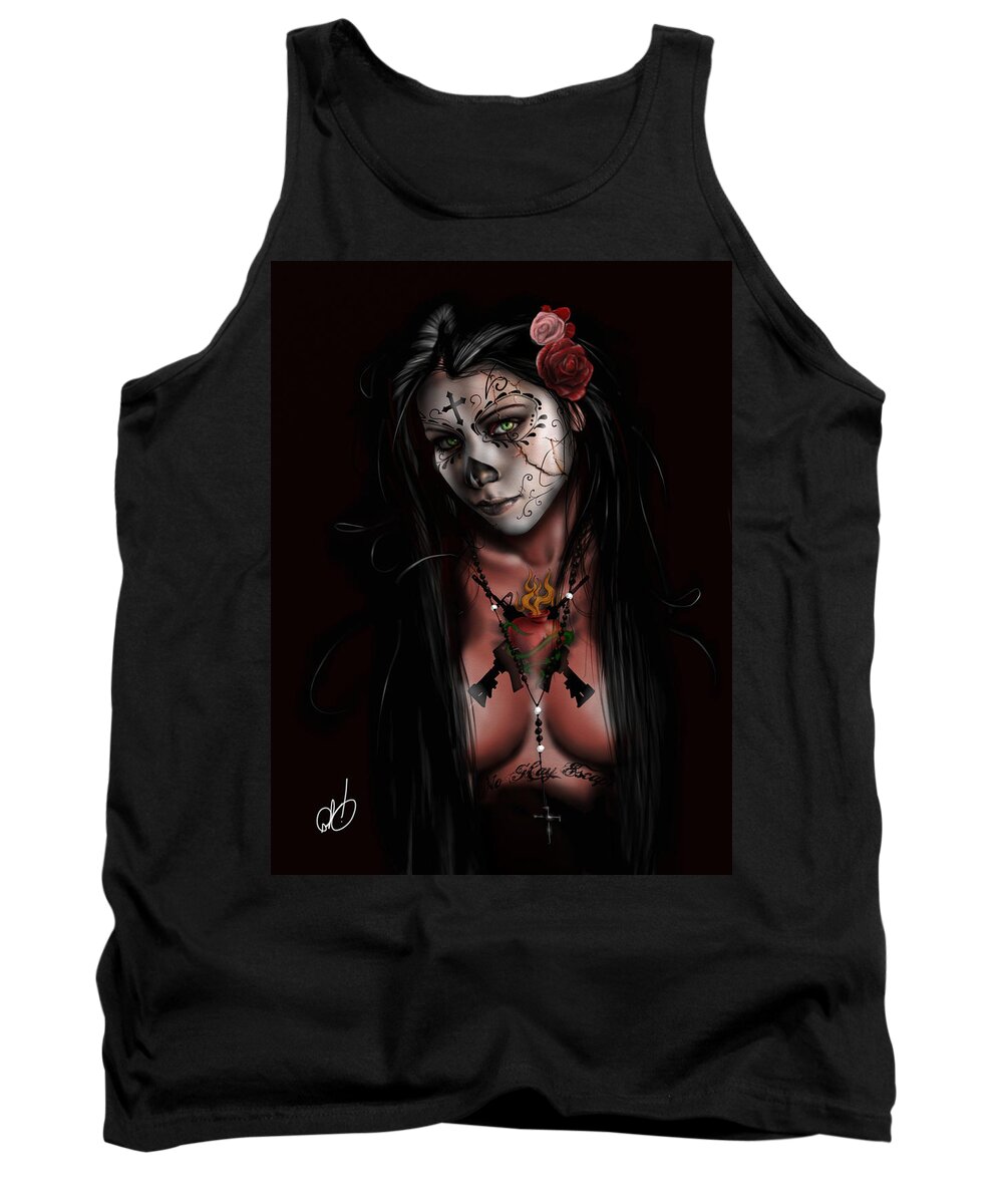 Pete Tank Top featuring the painting Dia De Los Muertos 3 by Pete Tapang