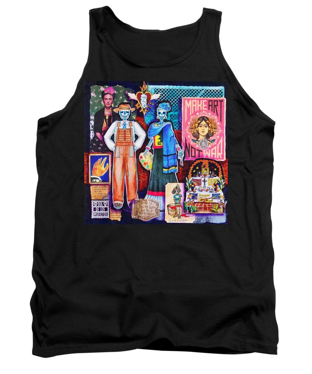 Diego Rivera Tank Top featuring the mixed media Diego and Frida by Candy Mayer