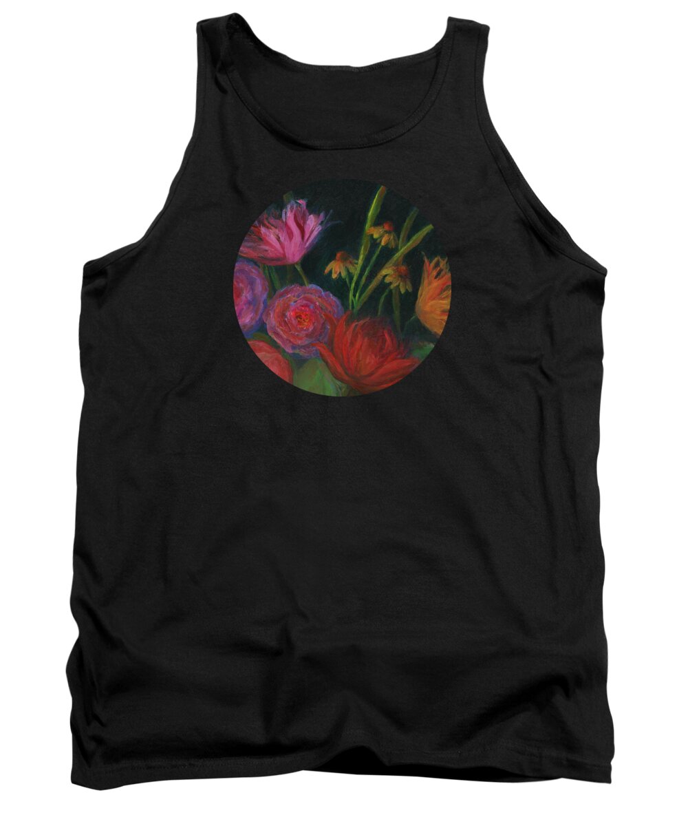 Floral Painting Tank Top featuring the painting Dramatic Floral Still Life Painting by Mary Wolf