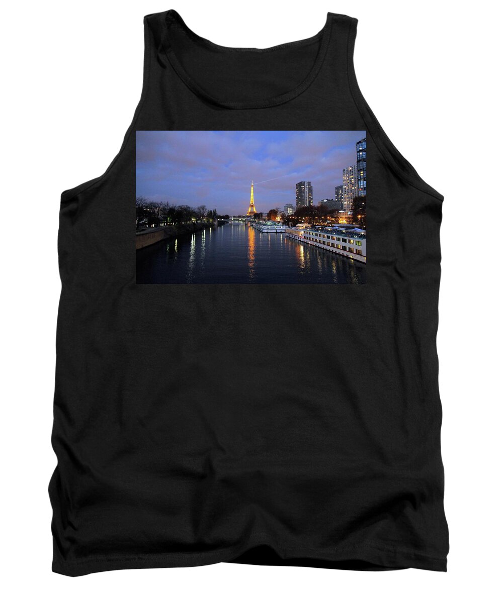 Photosbymch Tank Top featuring the photograph Eiffel Tower over the Seine by M C Hood