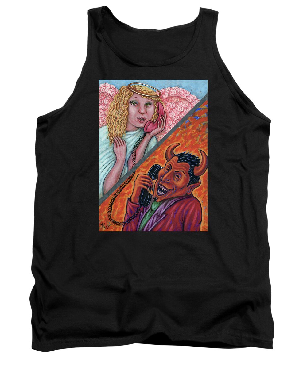 Angel Tank Top featuring the painting El Telefono by Holly Wood
