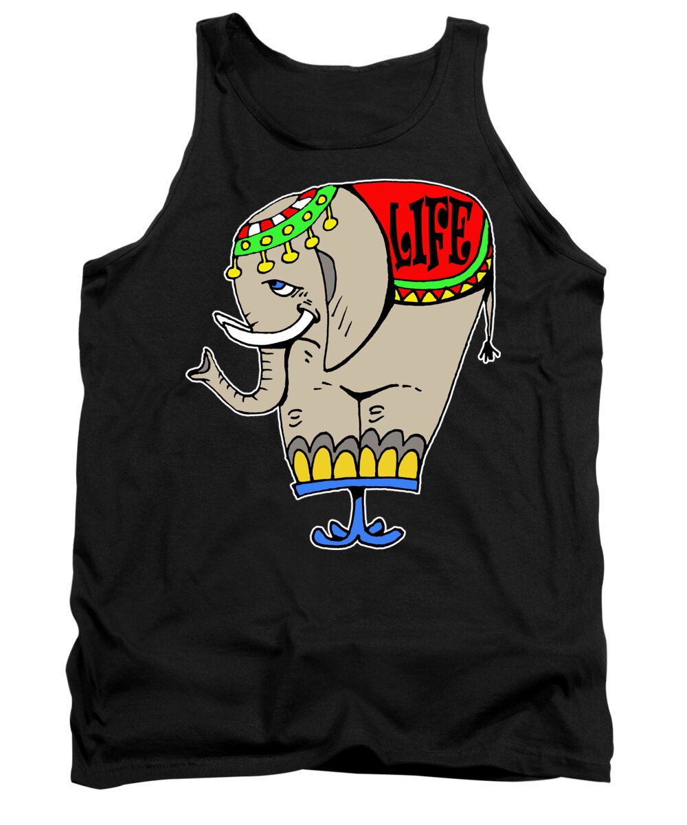 Elephant Tank Top featuring the drawing Elephant Life by Piotr Dulski