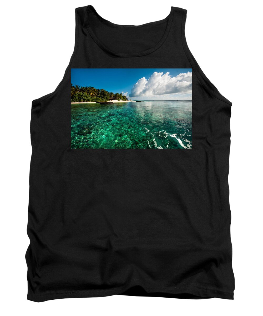 Tropic Tank Top featuring the photograph Emerald Purity. Maldives by Jenny Rainbow