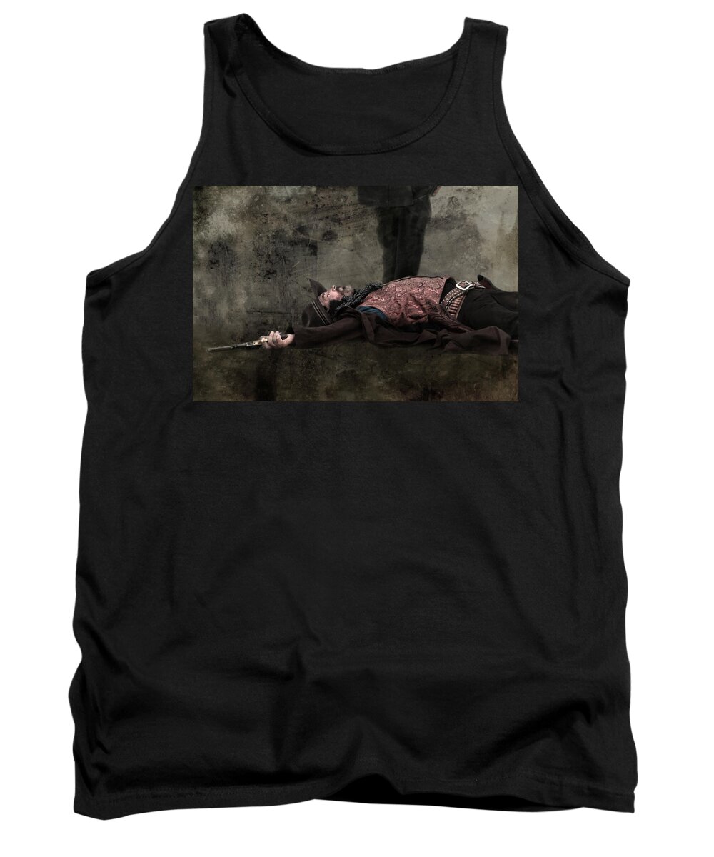 Gunslinger Tank Top featuring the photograph End of the Trail - Gunslinger Meets His End by Mitch Spence