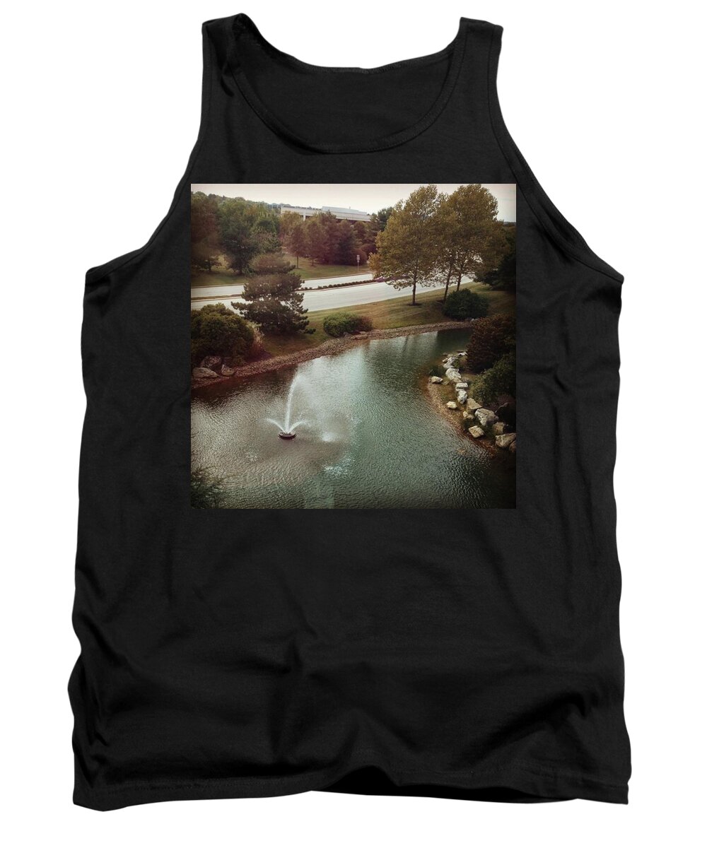 Pond Tank Top featuring the photograph Enjoying The View From My Desk Today by Erica Schlegel