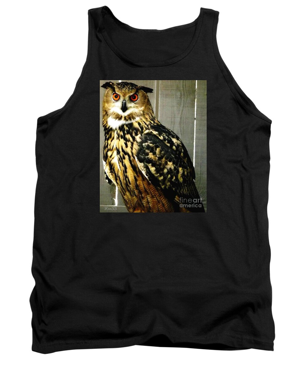 Eurasian Tank Top featuring the photograph Eurasian eagle-owl with Oil Painting Effect by Rose Santuci-Sofranko
