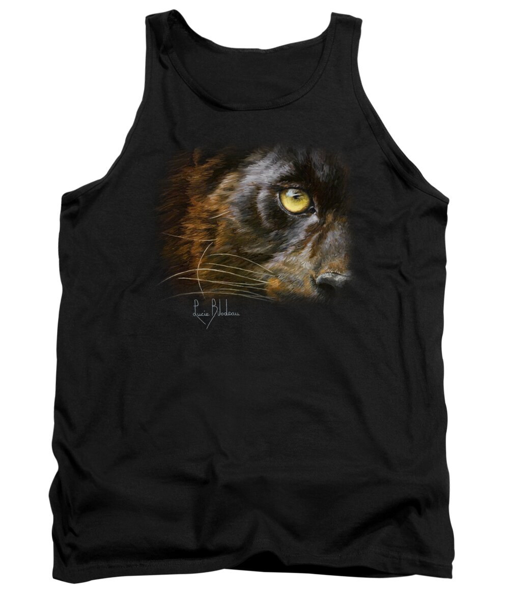 Panther Tank Top featuring the painting Eye of the Panther by Lucie Bilodeau