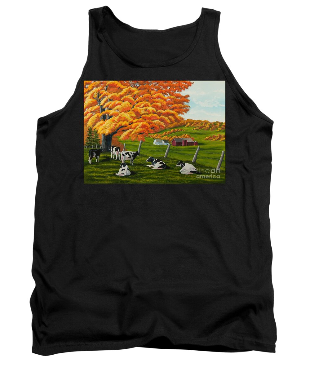 Fall Paintings Tank Top featuring the painting Fall on the Farm by Charlotte Blanchard