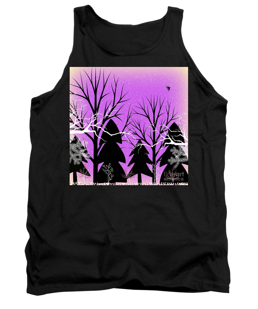 Forest Tank Top featuring the digital art Fantasy Forest by Diamante Lavendar