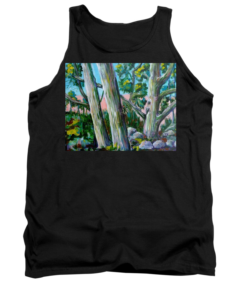 Fence Tank Top featuring the painting Fence-line trees by Saga Sabin