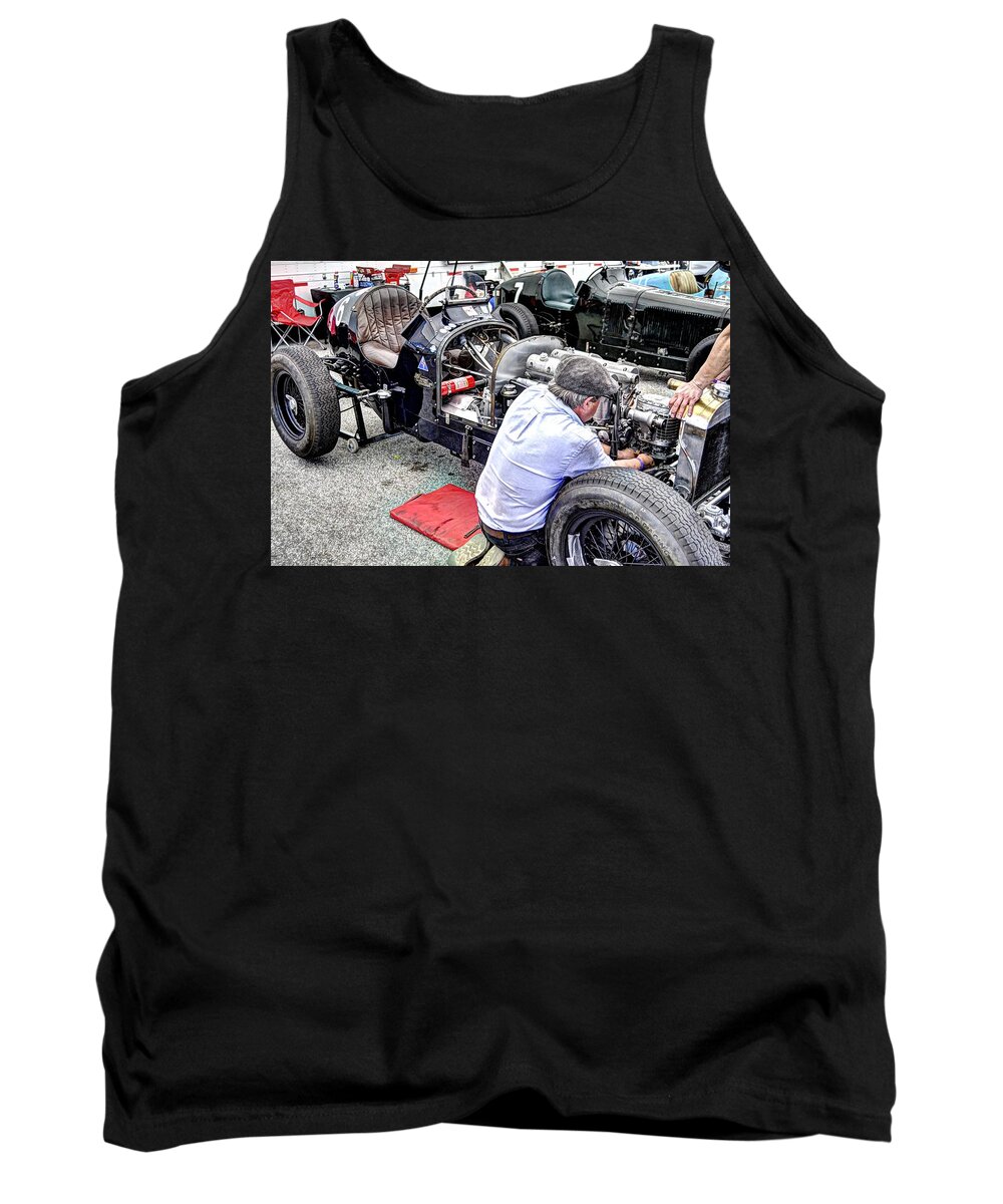 1936 Era R6b #6 Tank Top featuring the photograph Fiddling about on his ERA by Josh Williams
