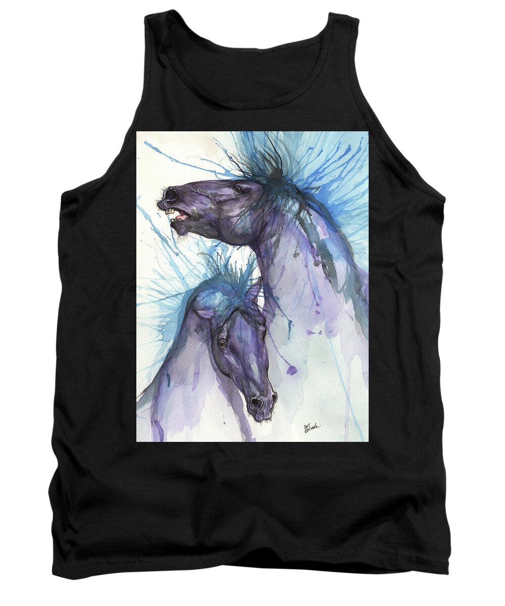 Horse Tank Top featuring the painting Fighting horses 2017 01 31 by Ang El