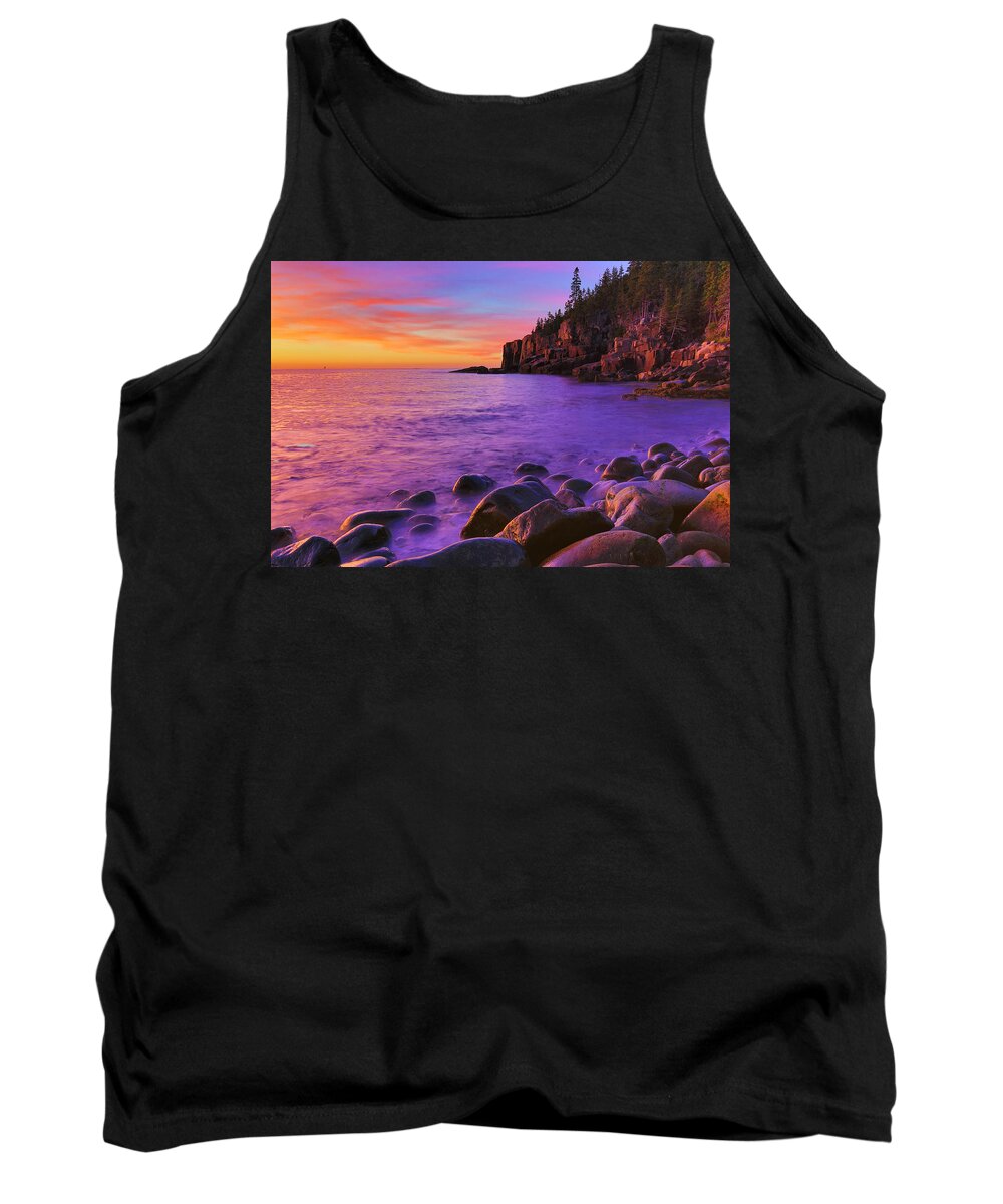 Acadia Tank Top featuring the photograph First Light at Boulder Beach by Nancy Dunivin