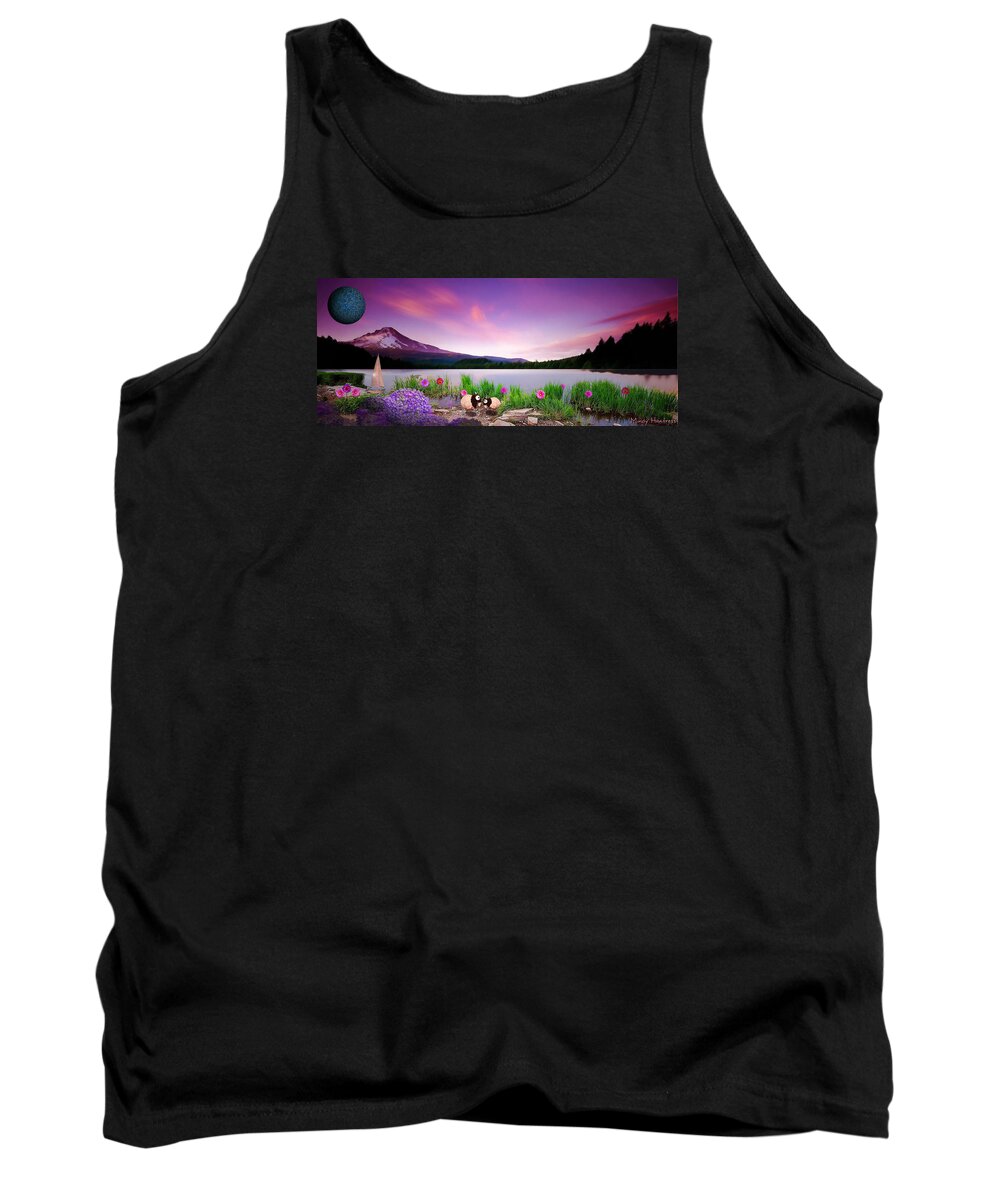 Landscape Tank Top featuring the painting First Light by Mindy Huntress