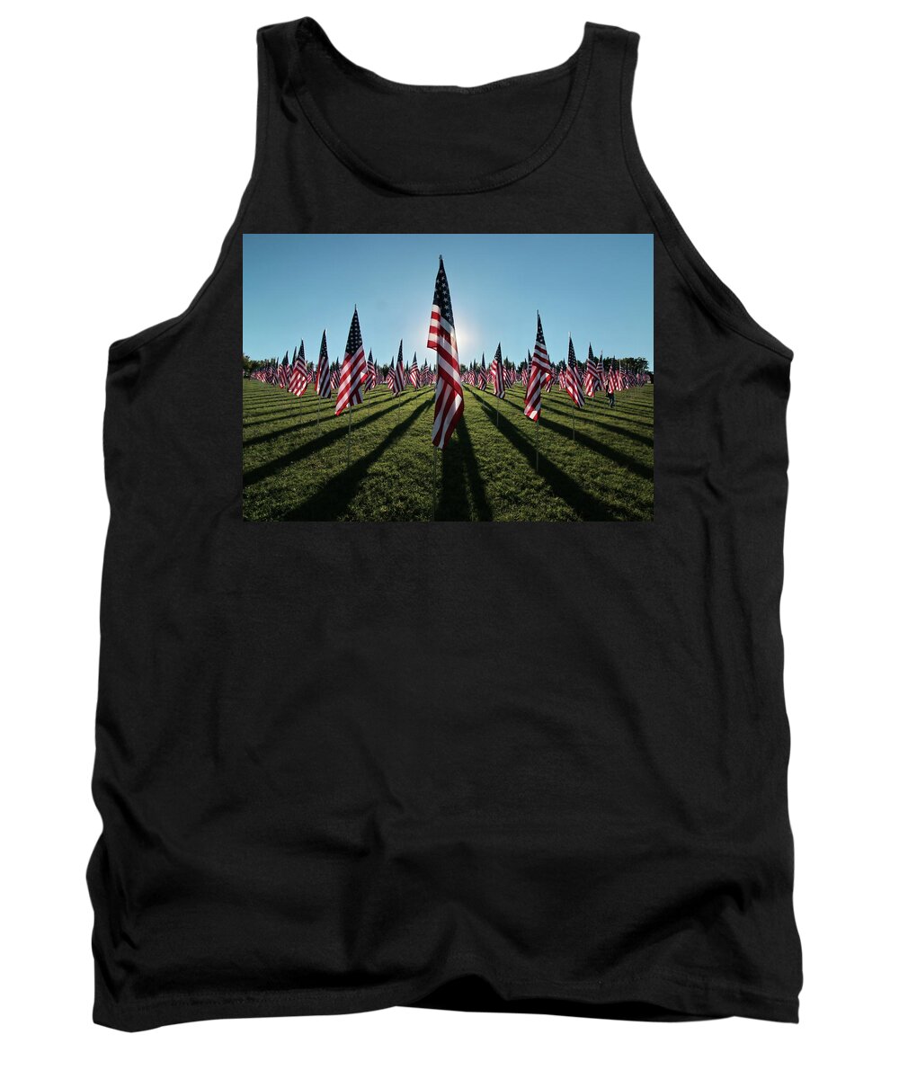 9-11 Tank Top featuring the photograph Flags of Valor - 2016 by Harold Rau