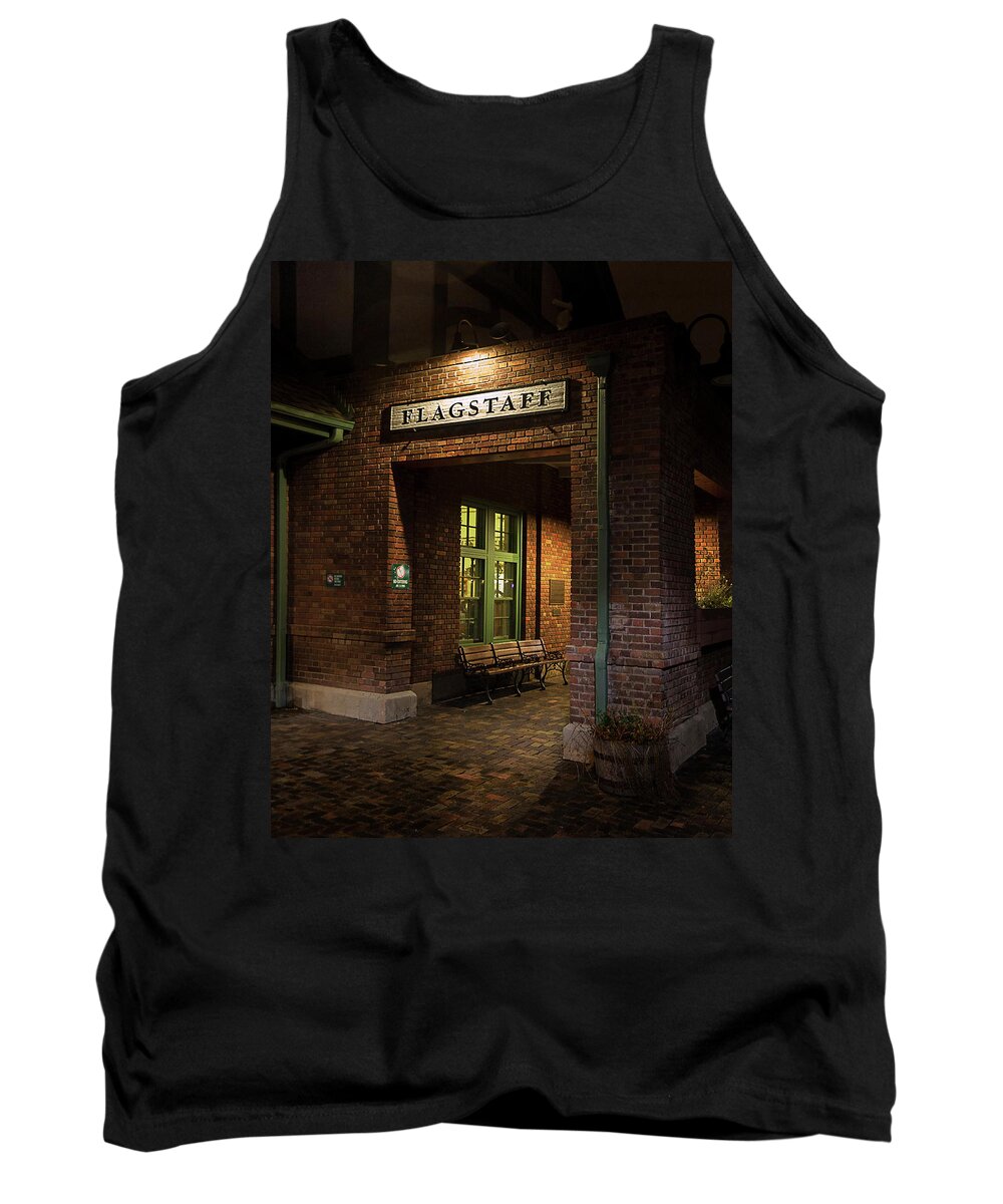 Flag Tank Top featuring the photograph Flagstaff Rail Station Entry by American Landscapes