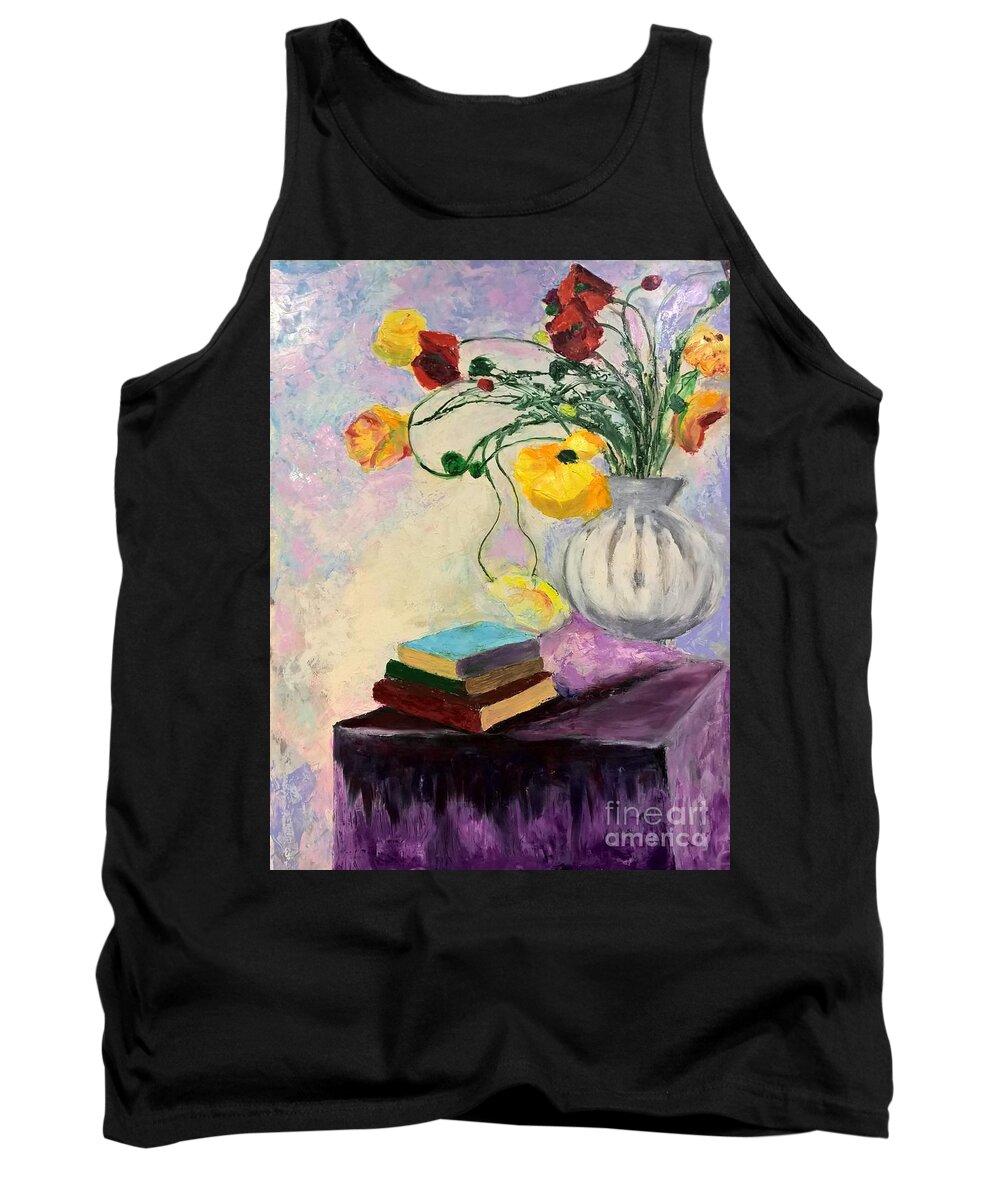 Floral Tank Top featuring the painting Floral Abstract by Nicolas Bouteneff