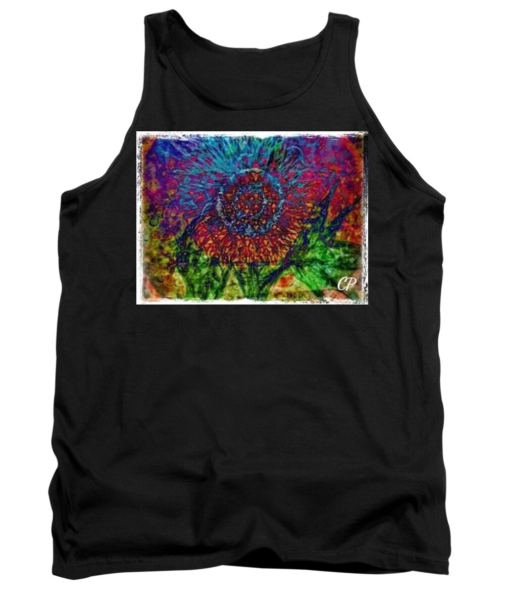 Flower Tank Top featuring the painting Flower of life sunflower by Christine Paris