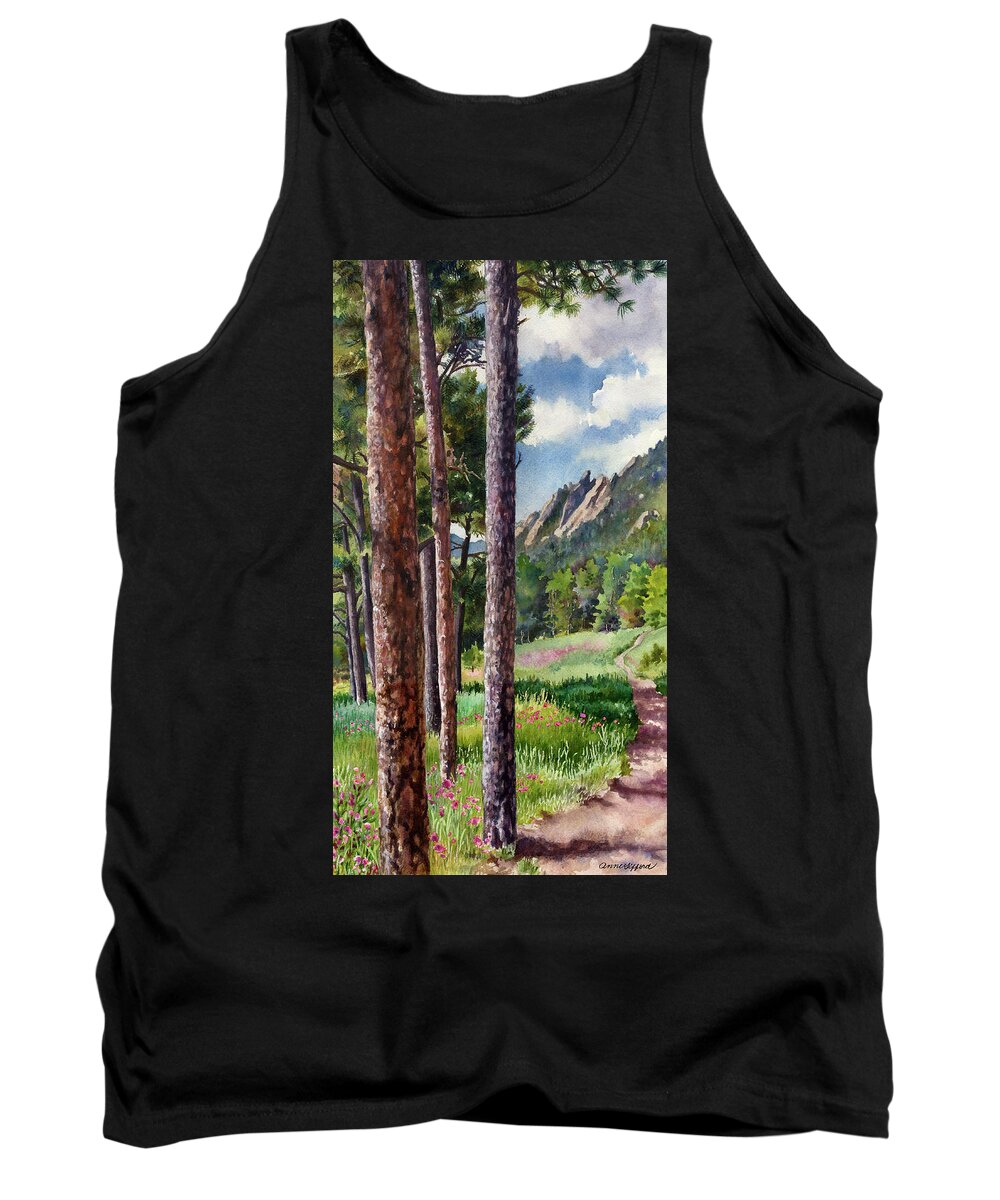 Lodgepole Pine Trees Painting Tank Top featuring the painting Follow Me by Anne Gifford