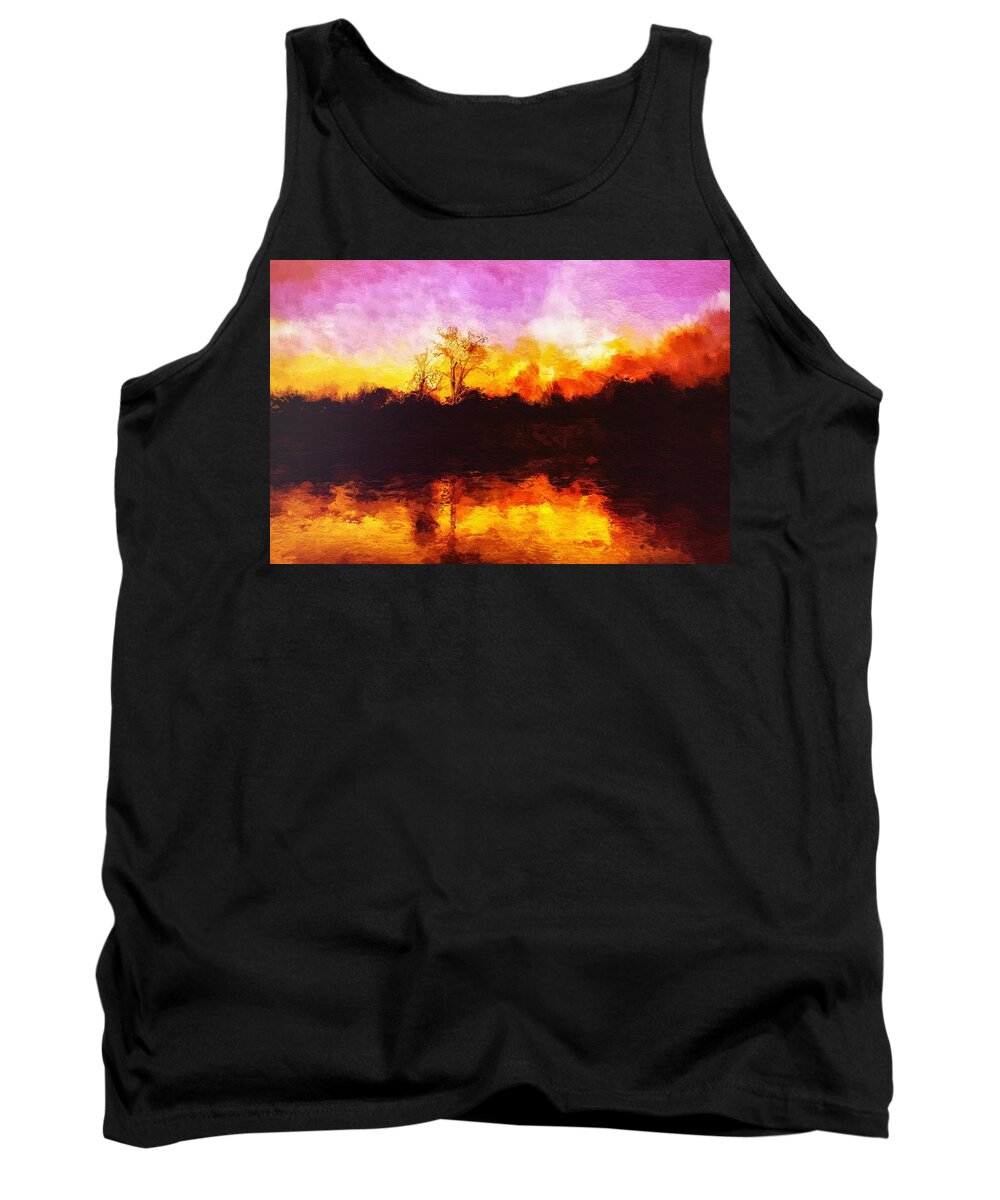 forest Fire Tank Top featuring the painting Forest Fire by Mark Taylor