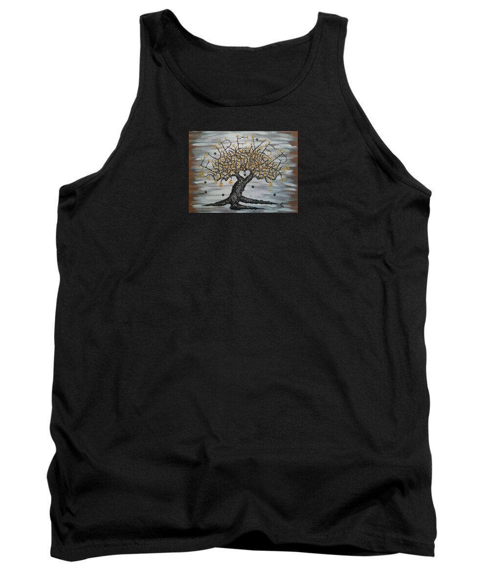Furever Tank Top featuring the drawing FurEver Love Tree w/ paws by Aaron Bombalicki