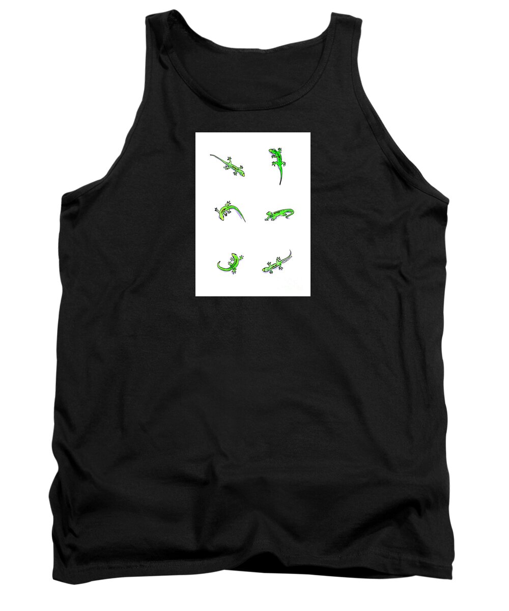 Gecko Tank Top featuring the painting Gecko Play by Diane Thornton
