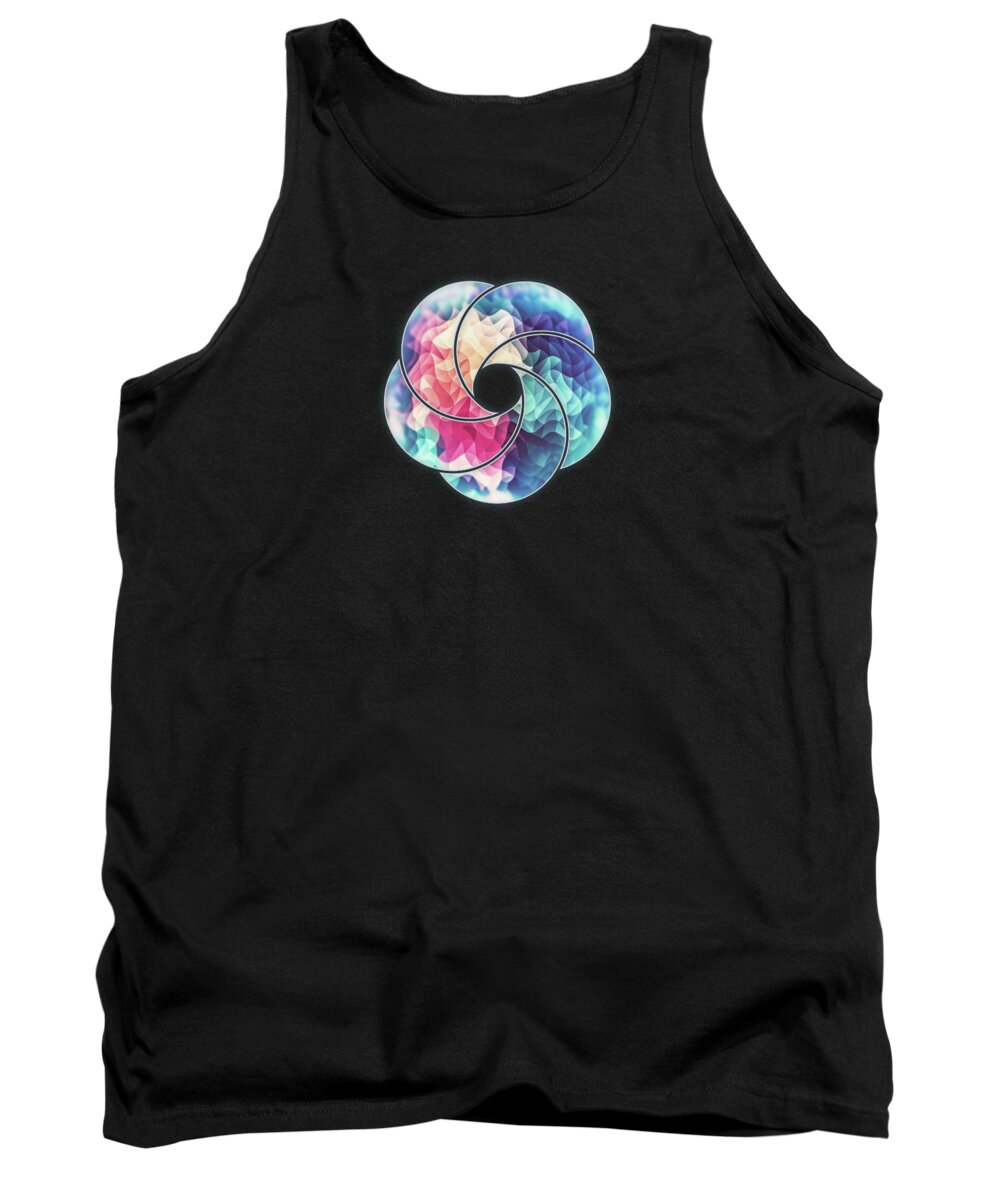 Triangle Tank Top featuring the digital art Geometry Triangle Wave Multicolor Mosaic Pattern HDR  Low Poly Art by Philipp Rietz