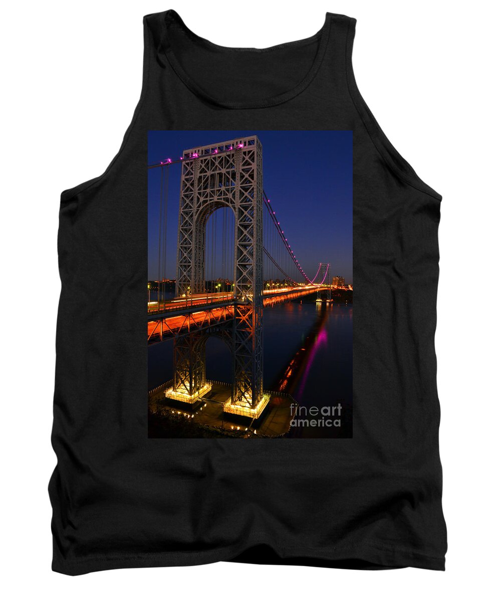 George Tank Top featuring the photograph George Washington Bridge at Night by Zawhaus Photography