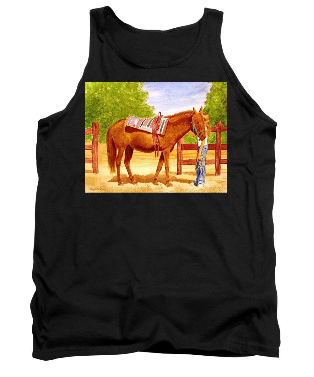 Equine Tank Top featuring the painting Girl talk by Stacy C Bottoms