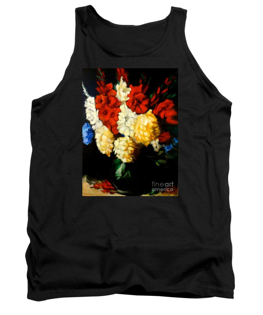 Floral Tank Top featuring the painting Gladiolas by Jenny Lee