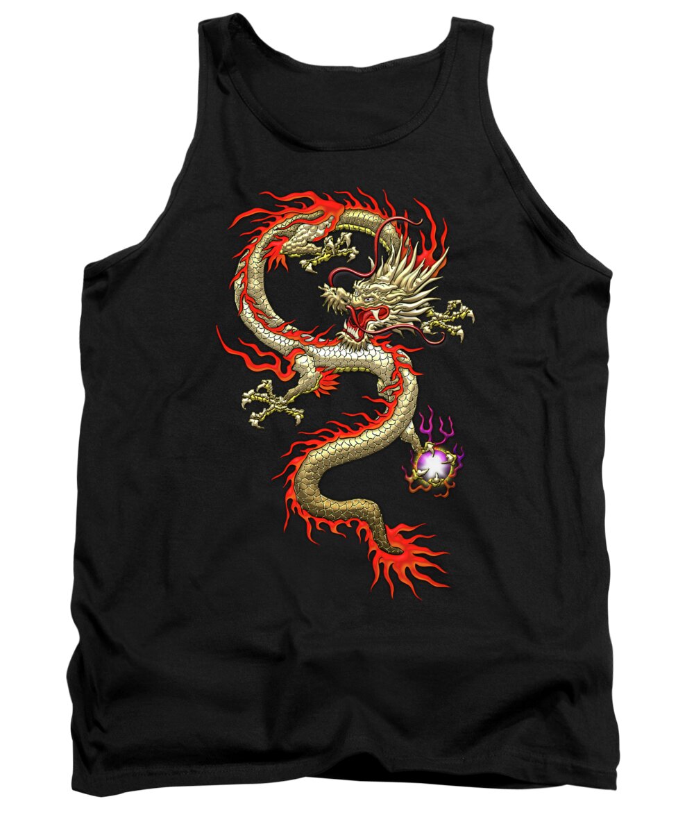 bassin give oprejst Golden Chinese Dragon Fucanglong on Black Silk Tank Top by Serge Averbukh -  Fine Art America