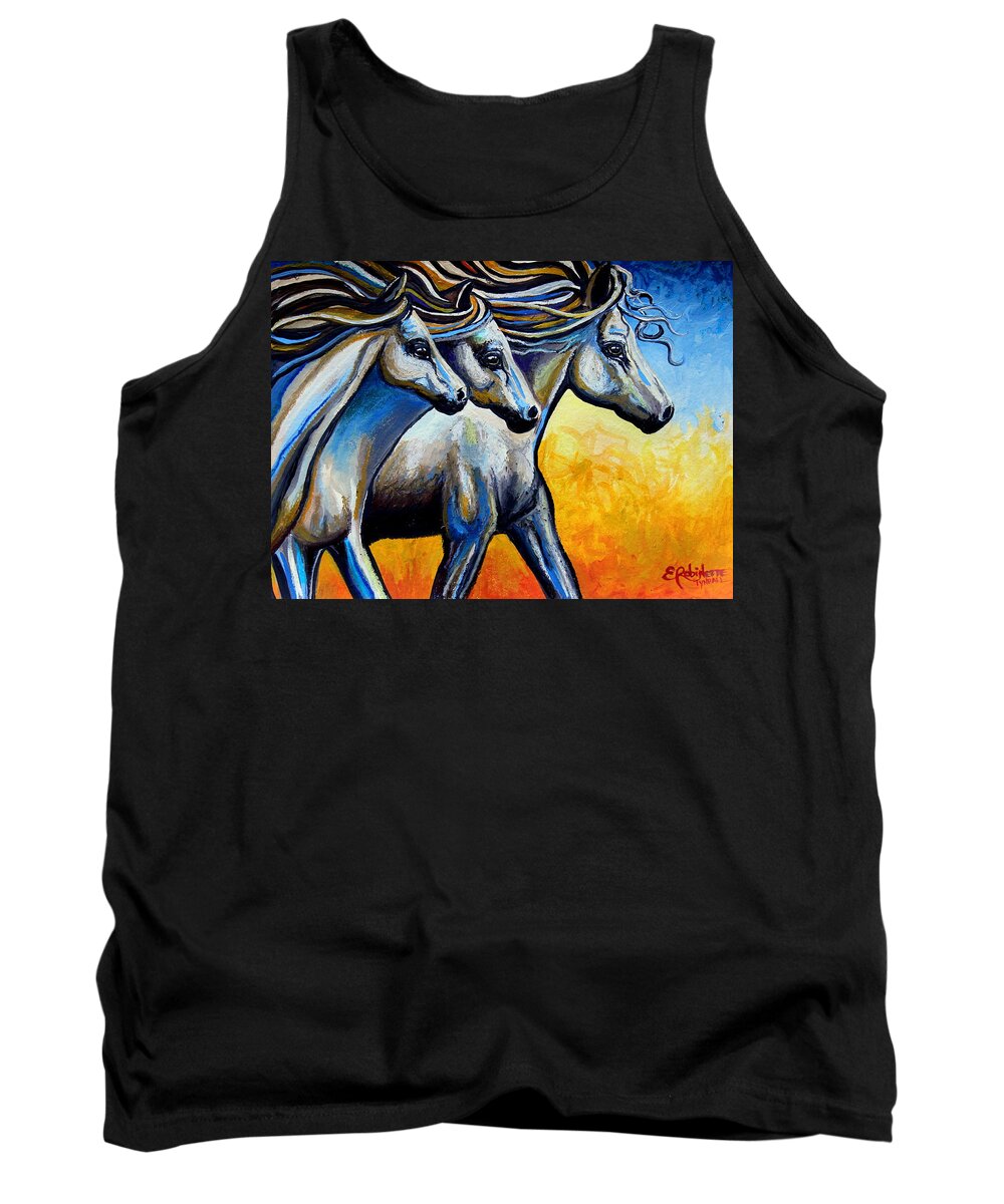 Horse Tank Top featuring the painting Golden Embers by Elizabeth Robinette Tyndall