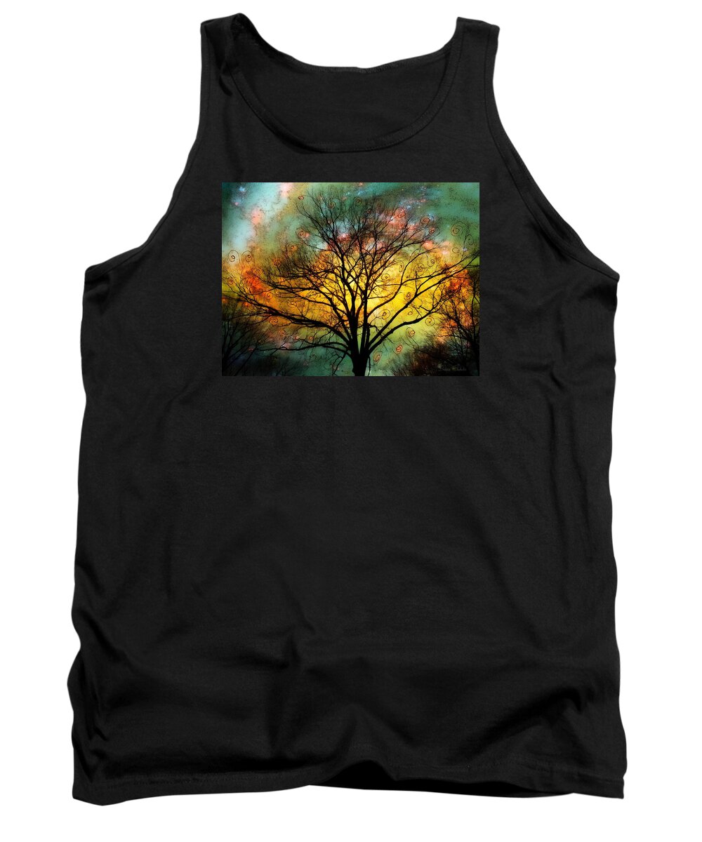 Nasa Art Tank Top featuring the photograph Golden Sunset Treescape by Barbara Chichester