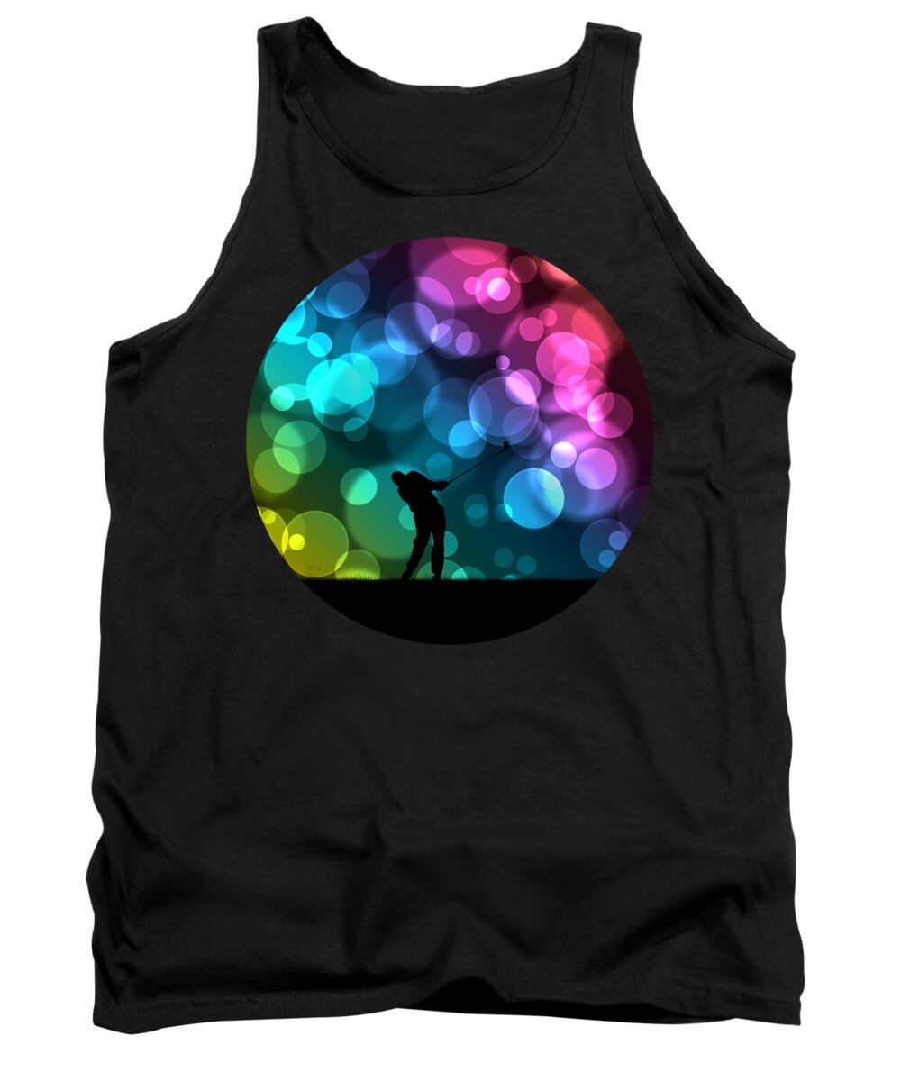 Bokeh Tank Top featuring the digital art Golfer Driving Bokeh Graphic by Phil Perkins